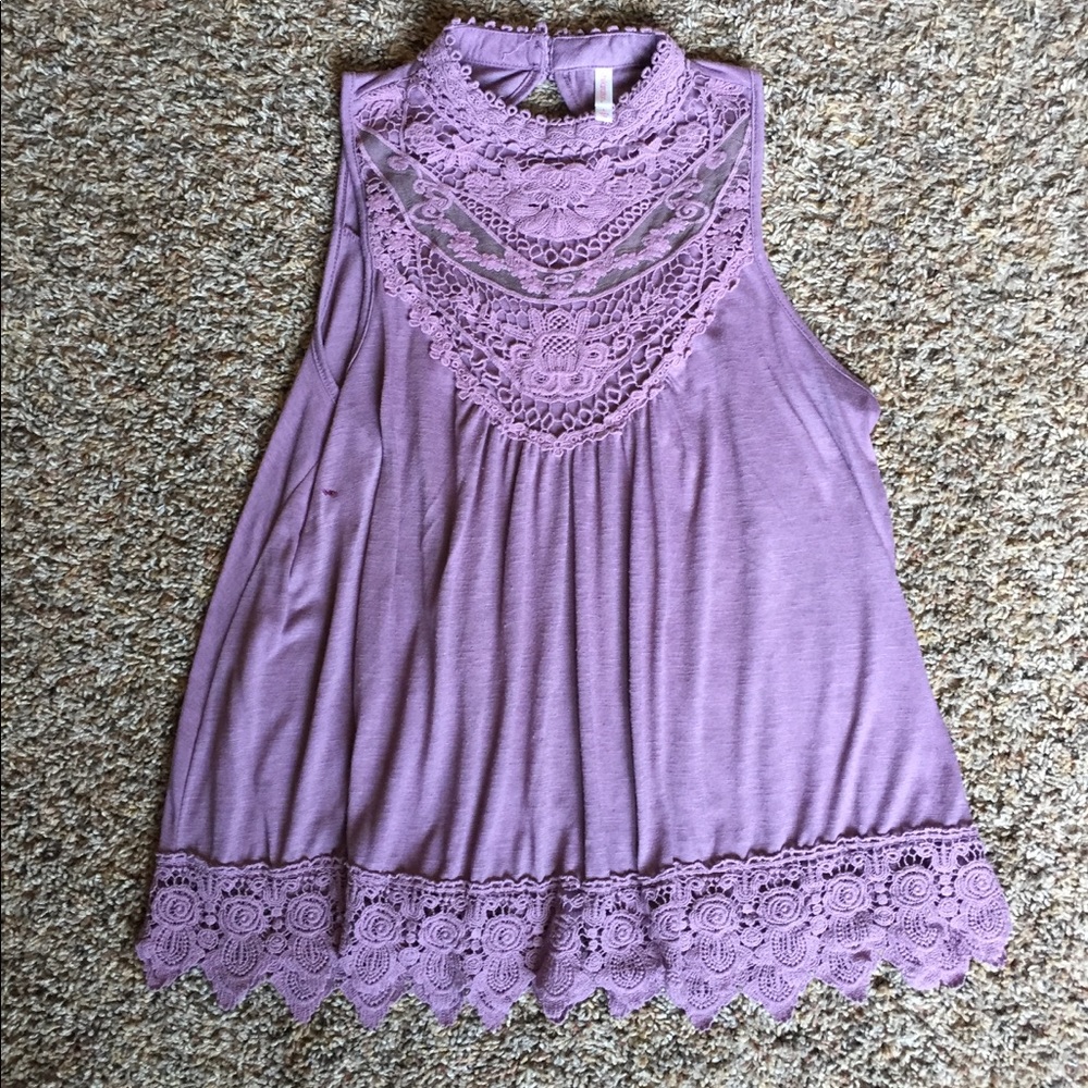 Xhilaration Detailed Lavender Tank Top